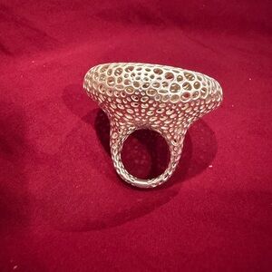 Modern Silver Textured Women's Ring